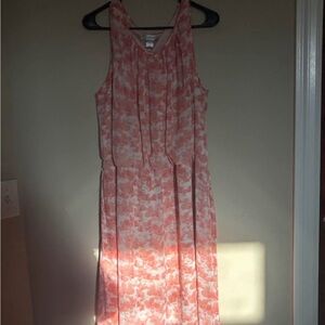 CJ Banks Pink and White Floral Midi Dress